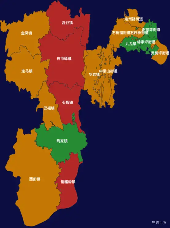 echarts重庆市九龙坡区地图渲染效果实例